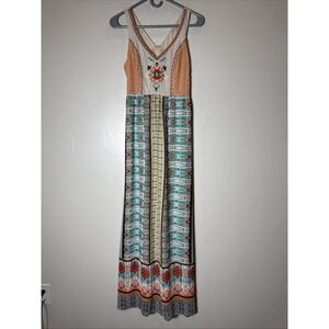 Polyester Rayon Maxi Dress S Flying Tomato Boho Festival Lined Sleeveless